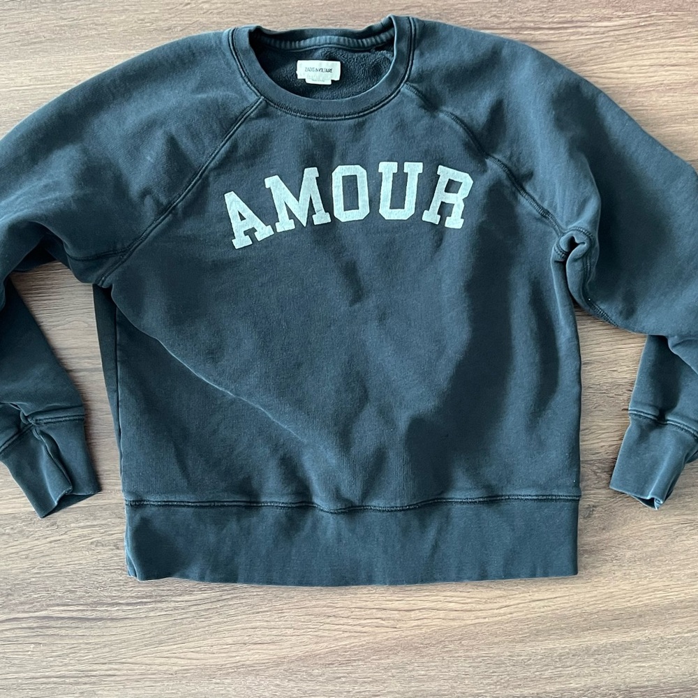 Zadig and Voltaire Washed Black Amour Sweatshirt Small